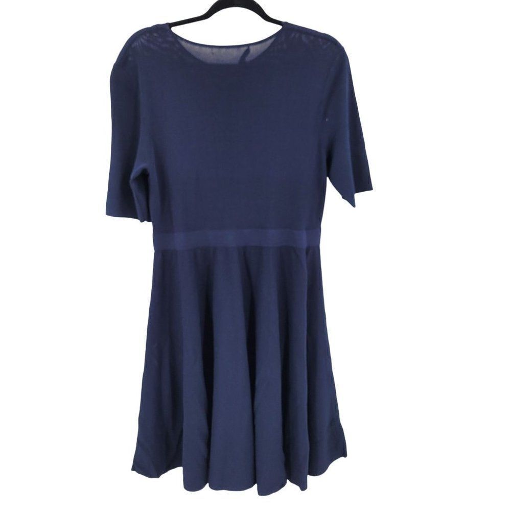 Antonio Melani Knit Half Sleeve Fit & Flare Sweater‎ Dress L Navy Academia